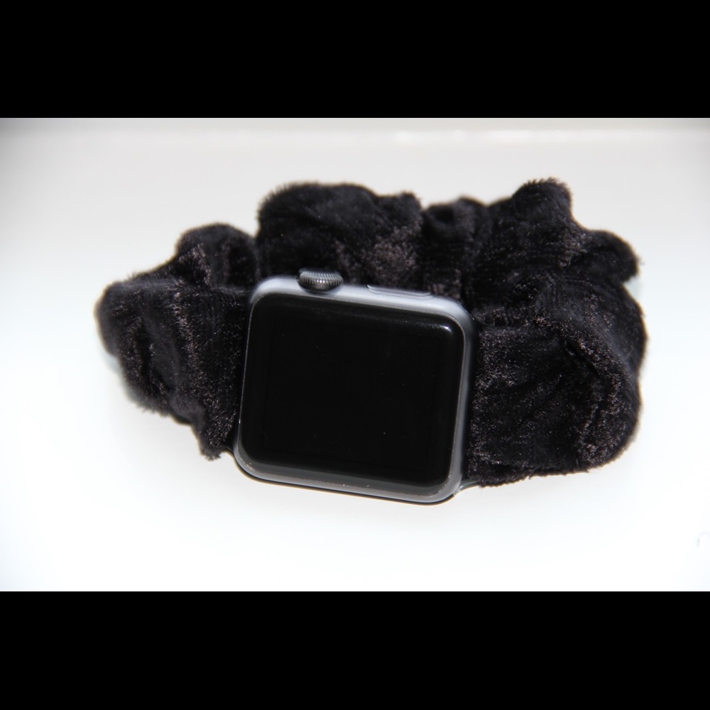 Handmade Black Velvet Apple Watch Scrunchie
